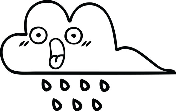 recommend clip art: line drawing cartoon of a rain cloud