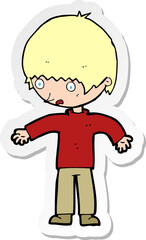 sticker of a cartoon confused boy