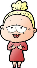 cartoon happy old lady