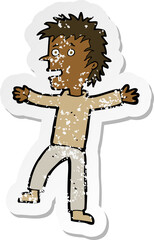 retro distressed sticker of a cartoon happy man