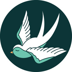 iconic tattoo style image of a swallow
