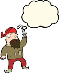 cartoon pirate with thought bubble