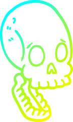 cold gradient line drawing of a cartoon skull