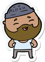 sticker of a cartoon happy bearded man