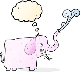 cartoon happy elephant with thought bubble