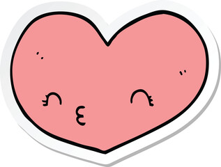 sticker of a cartoon heart with face