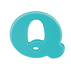 letter Q uppercase alphabet plastic with Clipping path