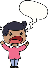 cartoon shouting man with speech bubble