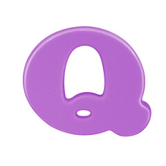 letter Q uppercase alphabet plastic with Clipping path