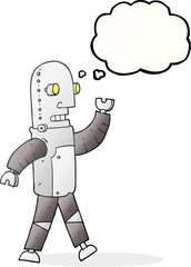 freehand drawn thought bubble cartoon robot