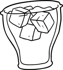 Fototapeta na wymiar line drawing of a glass of cola with ice
