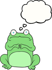 freehand drawn thought bubble cartoon nervous frog