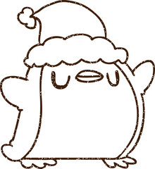 Christmas Penguin Charcoal Drawing