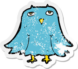 retro distressed sticker of a cartoon owl