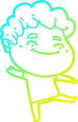cold gradient line drawing of a cartoon friendly man