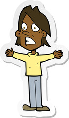 sticker of a cartoon frightened man