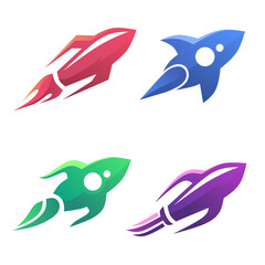 logo set rocket colorfull.gradient colors and modern