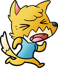 angry cartoon fox running
