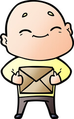 happy cartoon bald man