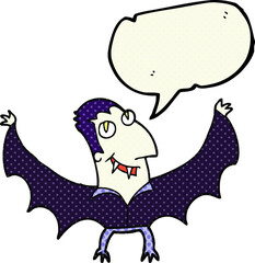 freehand drawn comic book speech bubble cartoon vampire