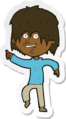 sticker of a cartoon happy boy