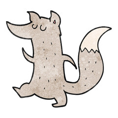 freehand textured cartoon cute wolf