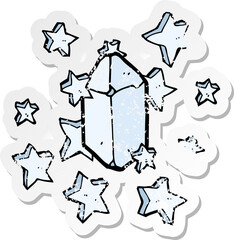 retro distressed sticker of a cartoon crystal