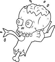 cartoon halloween skull in zombie hand