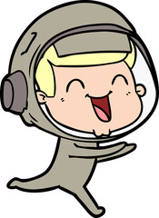 happy cartoon astronaut