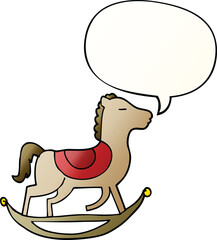 cartoon rocking horse with speech bubble in smooth gradient style