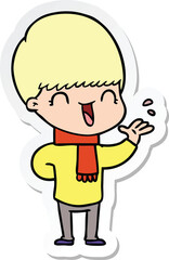 Fototapeta premium sticker of a happy cartoon boy