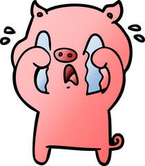 crying pig cartoon