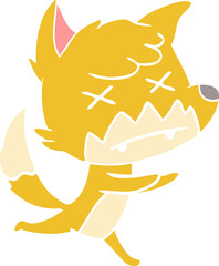 flat color style cartoon dead fox