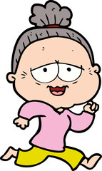 cartoon happy old lady