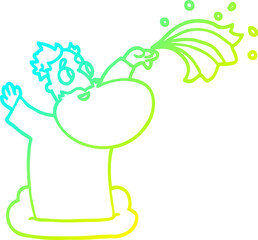 cold gradient line drawing of a cartoon god on cloud