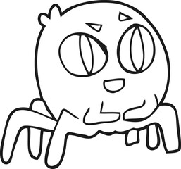 freehand drawn black and white cartoon spider