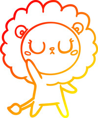 warm gradient line drawing of a cartoon lion