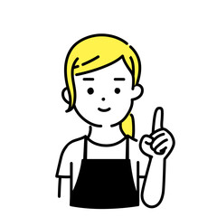 かわいい人物のイラストシリーズ _ 女性の店員_ 指差し