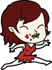 cartoon vampire girl with blood on cheek