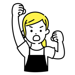 かわいい人物のイラストシリーズ _ 女性の店員_ 抗議