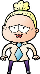 cartoon happy old lady