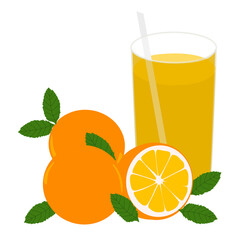 Orange juice and orange fruit  