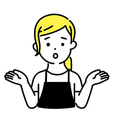 かわいい人物のイラストシリーズ _ 女性の店員_ 困る