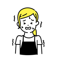 かわいい人物のイラストシリーズ _ 女性の店員_ 怖い