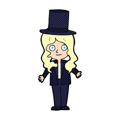 cartoon woman wearing top hat