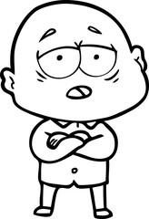 Obraz premium cartoon tired bald man