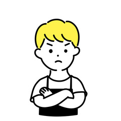 かわいい人物のイラストシリーズ _ 男性の店員_ 怒る