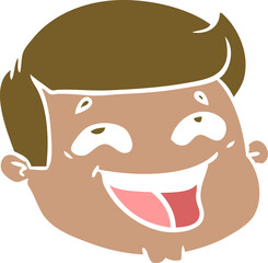 happy flat color style cartoon male face