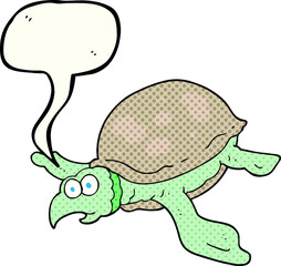 freehand drawn comic book speech bubble cartoon turtle