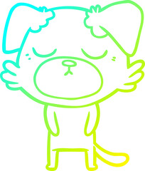 cold gradient line drawing of a cute cartoon dog